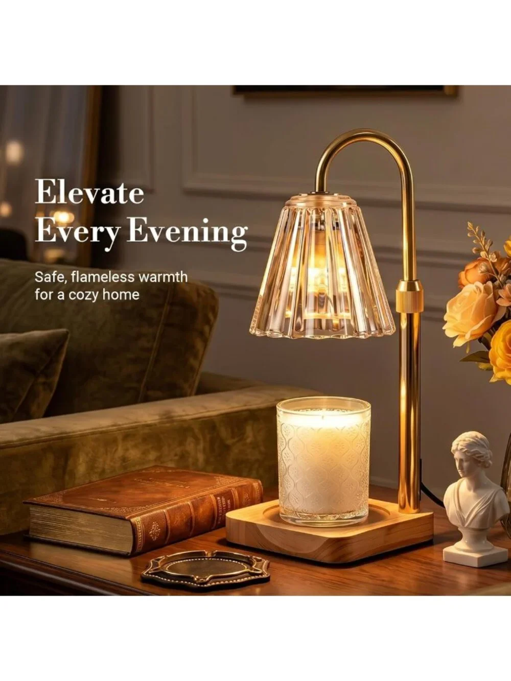 Candle Warmer Lamp with Timer & Dimmer - Adjustable Height Wax Melter, Aesthetic